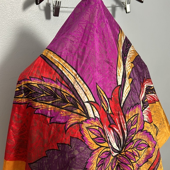 Honey silk square floral abstract shimmer scarf women’s - Picture 2 of 12